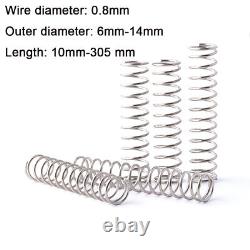 0.8mm x 6mm x 40mm Compression Spring 304 Stainless Steel Pressure Springs
