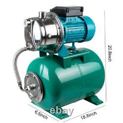 1HP 750W Shallow Well with Pressure Tank 740GPH Stainless Steel Jet Pump 110V