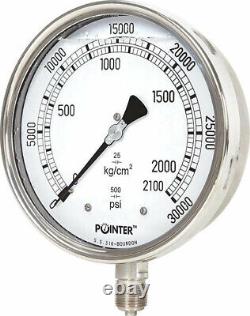 2x High Pressure Gauge Dual Scale 0-2000 BAR /0-30000 PSI Stainless Steel Body