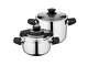 4pc Stainless Steel Pressure Cooker Set 7.4qt & 4.2qt Interchangeable Cover