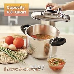 6.3 Quart Stainless Steel Pressure Cooker Induction & Stove Top Compatible