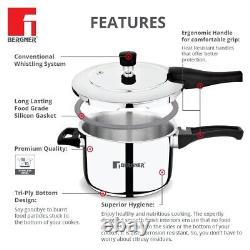 BERGNER Pura Stainless Steel Pressure Cooker with Outer Lid, 5 Liters