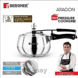 Bergner 6.5 Ltr Stainless Steel Pressure Cooker With Inner Lid, Induction Base