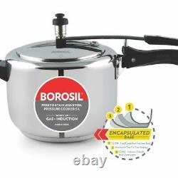 Borosil Presto Stainless Steel Pressure Cooker 5 Litres With One Extra Gasket