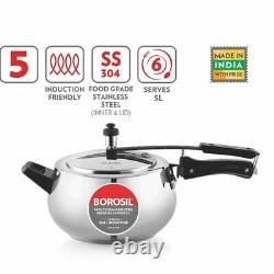 Borosil Pronto Pressure Cooker 5 Litres Stainless Steel Best Cooking Appliances
