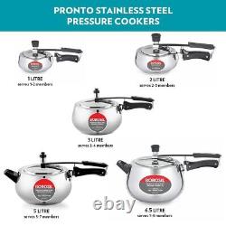 Borosil Stainless Steel Pronto 6.5 Ltr Pressure Cooker Induction Base Free Ship