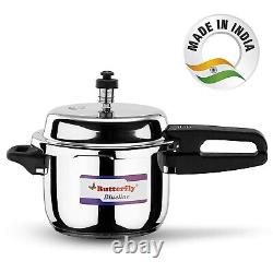 Butterfly Blue Line Stainless Steel Pressure Cooker, 5Ltr, Silver-Free Delivery