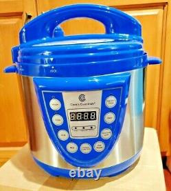 Cooks Essential 4qt Stainless Steel Digital Pressure Cooker with Glass Lid Blue