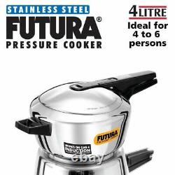 Futura 4Ltr Stainless Steel Induction Base Pressure Cooker FSS40 By Hawkins