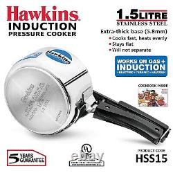Hawkins 1.5 Litre Pressure Cooker, Stainless Steel Inner Lid Cooker