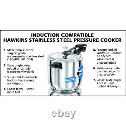 Hawkins 6 Litre Inner Lid Pressure Cooker, Stainless Steel Cooker