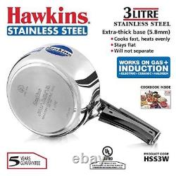 Hawkins B60 Stainless Steel Pressure Cooker, 3.0-Litre (HSS3W)