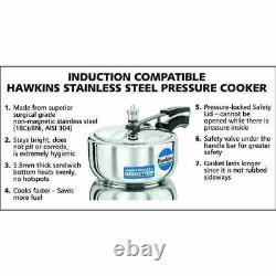 Hawkins B60 Stainless Steel Wide Pressure Cooker, 3 Litres, Silver, Induction