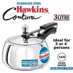 Hawkins Contura Stainless Steel 3 L Pressure Cooker Induction Base Free Shipping