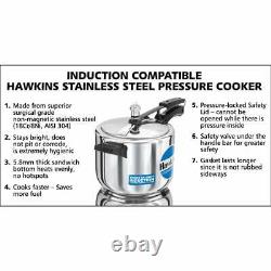 Hawkins Food-Grade Superior Stainless Steel Pressure Cooker, 5 Litres, Silver