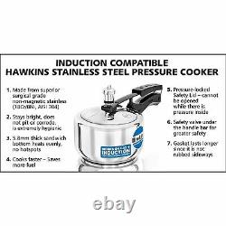 Hawkins Induction Compatible 1.5 Ltr Stainless Steel Pressure Cooker Pack of 1