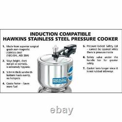 Hawkins Induction Compatible Pressure Cooker 3 Ltr Stainless Steel Pack of 1