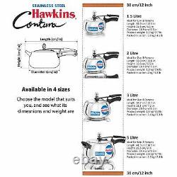 Hawkins Stainless Steel Contura Inner Lid Pressure Cooker, 3 Litre, Silver