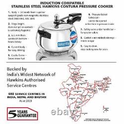 Hawkins Stainless Steel Contura Inner Lid Pressure Cooker 5 Litre Silver