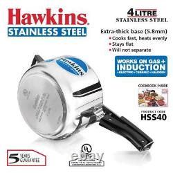 Hawkins Stainless Steel Induction Pressure Cooker 4 Ltr, (HSS40)- Free Delivery