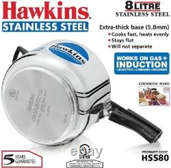 Hawkins Stainless Steel Pressure 8 Liter Cooker, Silver