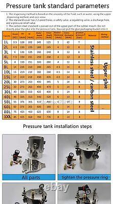 High Quality Dispensing Bucket Glue Stainless Steel Pressure Tank Kits 1L-100L