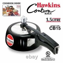 Indian New Hawkins Black Contura Pressure Cooker 1.5 Liter