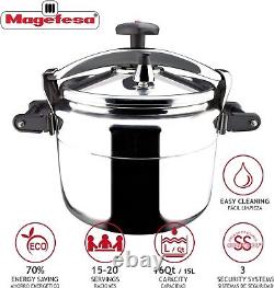 MAGEFESA Chef Pressure Cooker has a Thermodiffusion bottom, 3 Security Systems