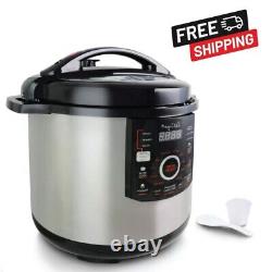 MegaChef 12 Qt. Black and Silver Electric Pressure Cooker with Automatic Shut-Of
