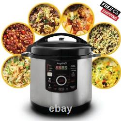 MegaChef 12 Qt. Black and Silver Electric Pressure Cooker with Automatic Shut-Of