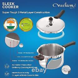 Neelam Triply Stainless Steel Curve Pressure Cooker, Outer Lid Pan, 2.5mm 5 L