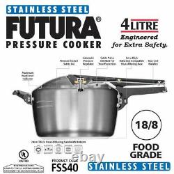 New Hawkins 4 Liter Futura Stainless Steel Pressure Cooker F41 Free Shipping
