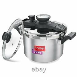 New Prestige Clip On Stainless Steel Pressure Cooker Induction Bottom, 5 Litres