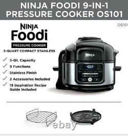 Ninja OS101 Foodi 9-in-1 Pressure Cooker-Air Fryer-5 Quart, Stainless Steel