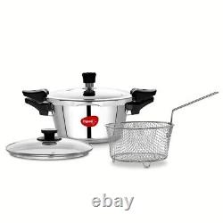 Pigeon Stainless Steel All in One Pressure Cooker 3L With Deep Frying Basket