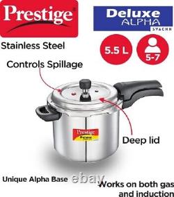Prestige 5.5 Litre Deluxe Alpha Svachh Stainless Steel Pressure Cooker