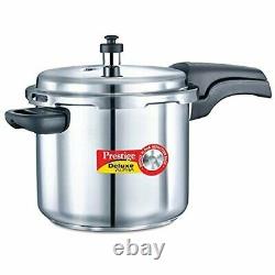 Prestige Deluxe Alpha Stainless Steel Pressure Cooker, 5.5 Litres, Silver