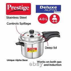 Prestige Deluxe Alpha Svachh 4 Ltr Stainless steel Pressure Cooker Fast Cooking