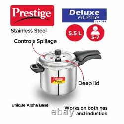 Prestige Deluxe Alpha Svachh 5.5 Ltr Stainless steel Pressure Cooker 20251