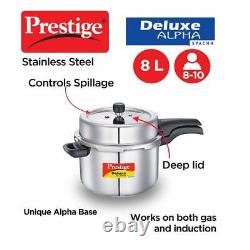 Prestige Deluxe Alpha Svachh 8 Ltr Stainless steel Pressure Cooker Fast Cooking