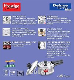 Prestige Deluxe Alpha Svachh Stainless Steel Pressure Cooker 1.5L With Glass Lid