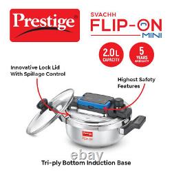 Prestige Flip-on 2 Ltr Stainless Steel Pressure Cooker Induction Base With Lid