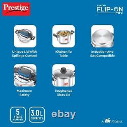 Prestige Flip-on 3 L Stainless Steel Pressure Cooker Spillage Control Outer Lid