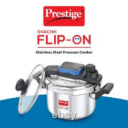 Prestige Flip-on 5 L Stainless Steel Pressure Cooker Spillage Control Outer Lid