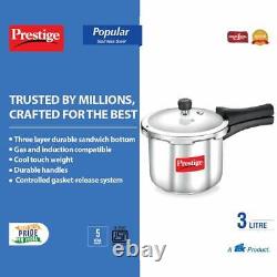 Prestige Stainless Steel Pressure Cooker Small Kitchen Appliances 3 Liter Silver