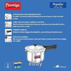 Prestige Stainless Steel Pressure Cooker Small Kitchen Appliances 3 Liter Silver