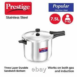 Prestige Stainless Steel Pressure Cooker Small Kitchen Appliances 7.5 Ltr Silver