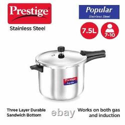 Prestige Stainless Steel Pressure Cooker Small Kitchen Appliances 7.5 Ltr Silver