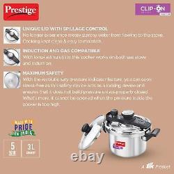 Prestige SvachhClip On Mini 3L Induction Base Pressure Cooker Of Stainless Steel
