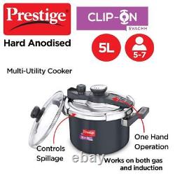 Prestige Svachh Clip-on 5 L Hard Anodised Outer Lid Aluminum Pressure Cooker